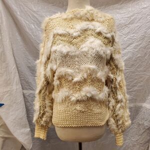 Women's White Fur Knit Sweater